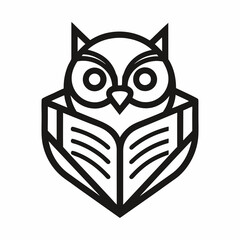 Owl book logo design line art vector icon line art illustration.