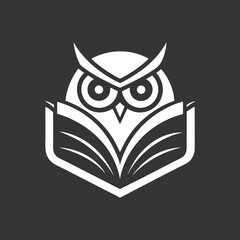 Owl book logo design line art vector icon line art illustration.