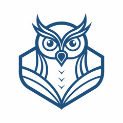 Owl book logo design line art vector icon line art illustration.