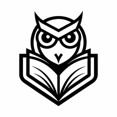 Owl book logo design line art vector icon line art illustration.