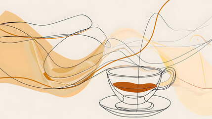  one line drawing, A close-up illustration of hand drip coffee