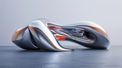 A digital sculpture rendered in sleek, minimal lines and forms, creating an elegant and futuristic piece that reflects the intersection of art and technology in a virtual space.