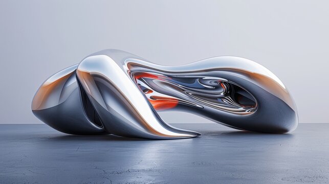 A digital sculpture rendered in sleek, minimal lines and forms, creating an elegant and futuristic piece that reflects the intersection of art and technology in a virtual space.