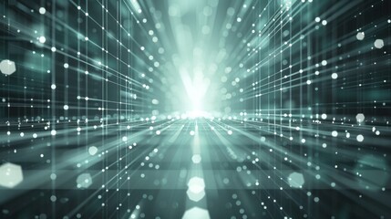 A digital representation of data architecture, with grids and nodes connected by lines, illustrating the structured and organized nature of data systems in a minimalist design.
