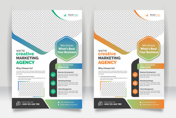 Corporate business flyer design template. Multi color corporate flyer template. Modern advertising magazine poster flier a4 print design.