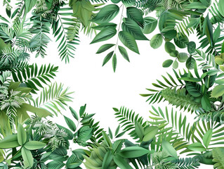Tropical Green Leaf Frame Illustration