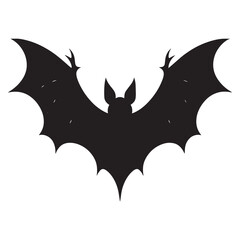 Scary halloween bat black silhouette isolated on white background