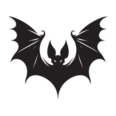 Scary halloween bat black silhouette isolated on white background
