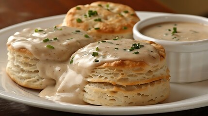 Biscuits paired with gravy very detailed and realistic shape