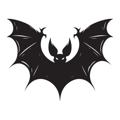Scary halloween bat black silhouette isolated on white background