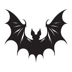 Scary halloween bat black silhouette isolated on white background