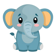 Naklejka premium Too Sad Baby Elephant cartoon graphics, Sitting.