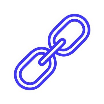 Chain link icon in blue outline, minimalistic design symbolizing connection and strength