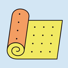 Roll of camping or fitness carpet vector icon