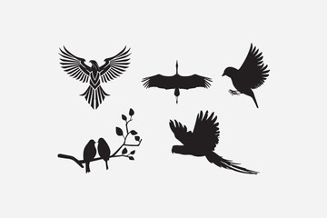 Bird silhouette vector style with white background