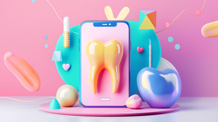 Colorful, modern dental care app graphics, perfect for health and wellness campaigns.