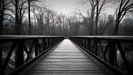 Bridge - Black And White, Monochrome, Noir Photography, Abstract, Minimalist, Timeless