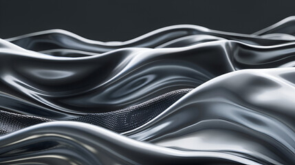 Abstract Gray Wave on Black Background