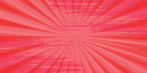 Fototapeta premium Pop art comic background with glowing halftone dots. Cartoon Vector Illustration on red color