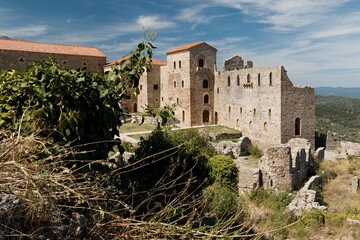 View of the Byzantine city of Mystras. Palace of the Despots. Unesco world heritage. Peloponnese....