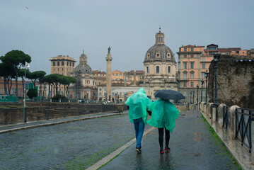 Rome and view of Trajan's Forum on an overcast day