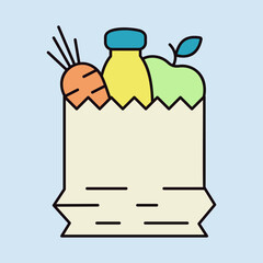 Bag of healthy food vector icon