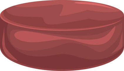 Raw hamburger patty is waiting to be grilled and served on a bun with toppings