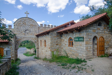 Lyadovsky Usiknovinsky rock men's monastery, Lyadova village in Vinnytsya region, Ukraine. Shop of religious symbolism and iconography.