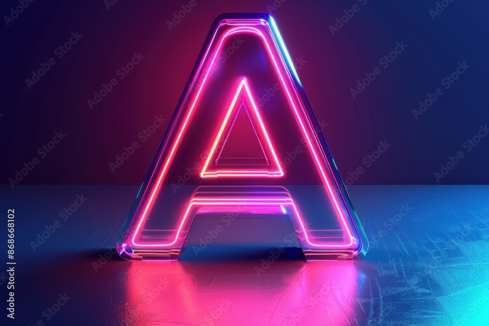 Fototapete a futuristic 3d icon of the letter a designed with neon lighting effects and a sleek appearance suit
