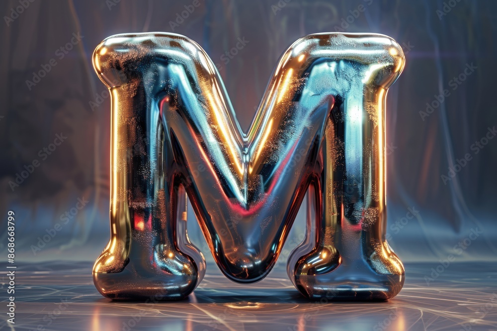 Fototapete a 3d-rendered illustration of the letter m with realistic lighting and shading adding depth and dime