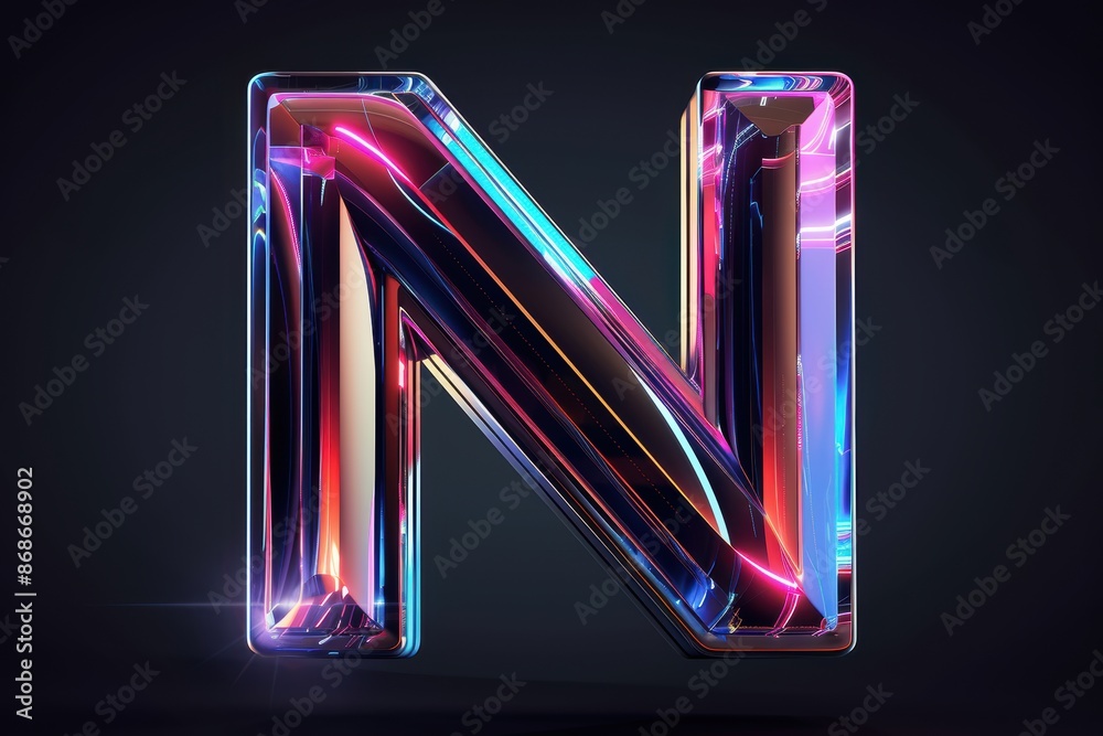 Fototapete a futuristic illustration of the letter n with sleek lines and a metallic finish perfect for project