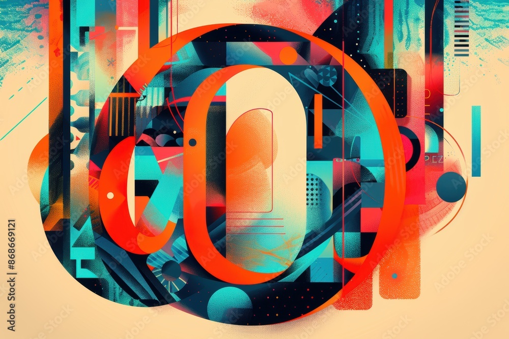 Fototapete an abstract and modern illustration of the letter o using geometric shapes and vibrant colors to cre