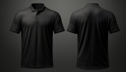 Black Polo Shirt Mockup - Front and Back View
