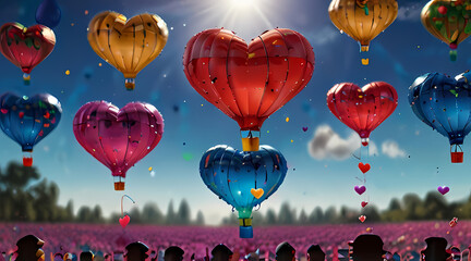 The Beauty of a Heart Shaped Hot Air Balloon in the Sky