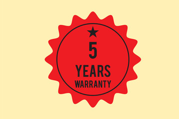 5, 2 and 1 years and lifetime warranty label icon. Vector on isolated transparent background. EPS 10