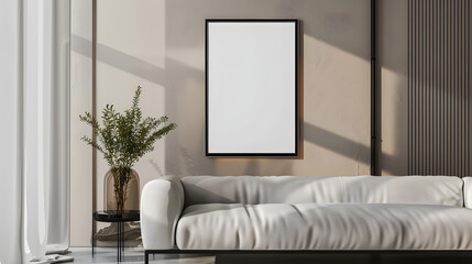 modern interior living room with mockup wall poster