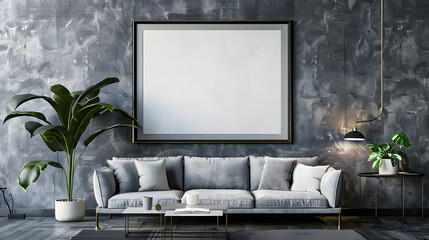 modern interior living room with mockup wall poster