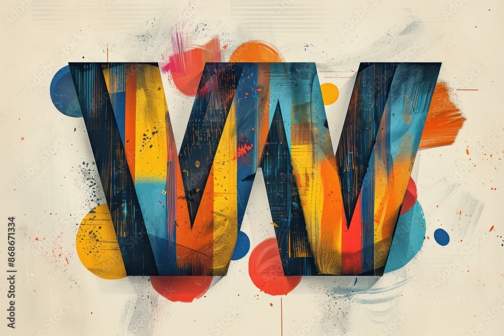 Fototapete an abstract illustration of the letter w with geometric shapes and bold colors creating a striking a