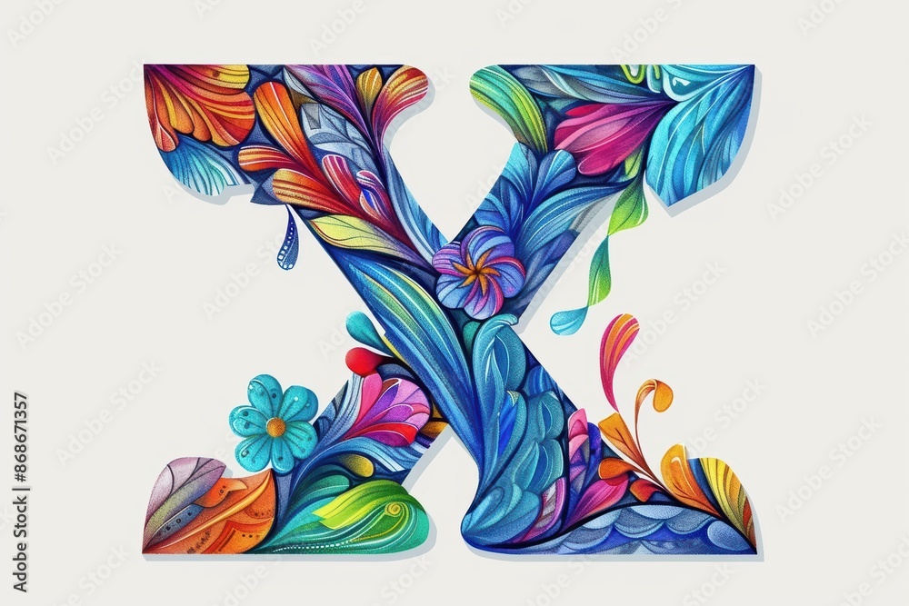 Fototapete an artistic illustration of the letter x creatively designed with intricate patterns and vibrant col