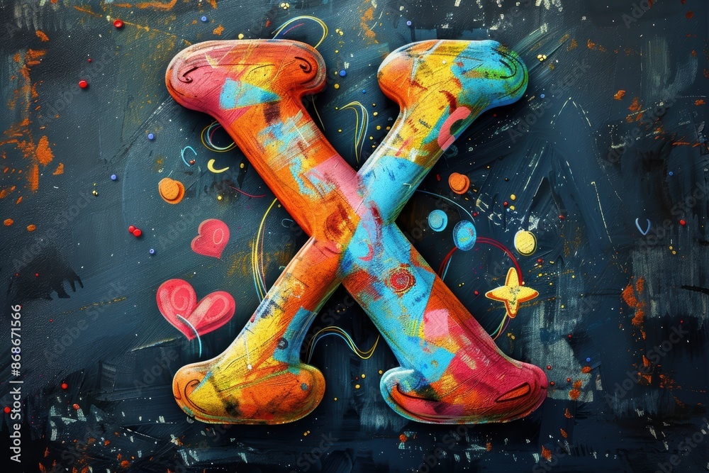 Fototapete a fun and quirky illustration of the letter x with a cartoonish style and cheerful colors great for 