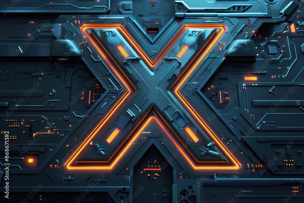 Fototapete a futuristic and tech-inspired illustration of the letter x with a sleek and metallic design perfect