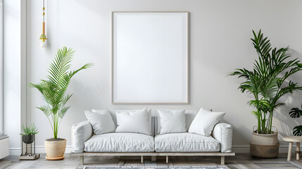 modern interior living room with mockup wall poster