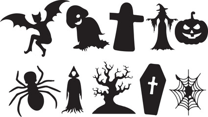 set of halloween elements illastraction