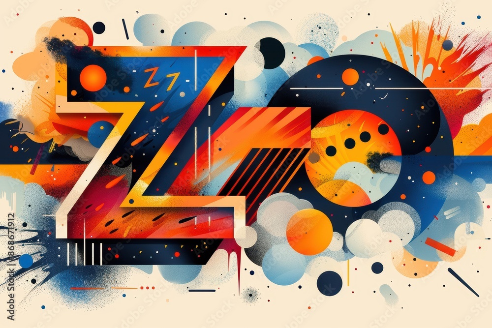 Fototapete an abstract illustration of the letter z with geometric shapes and patterns that create a sense of d