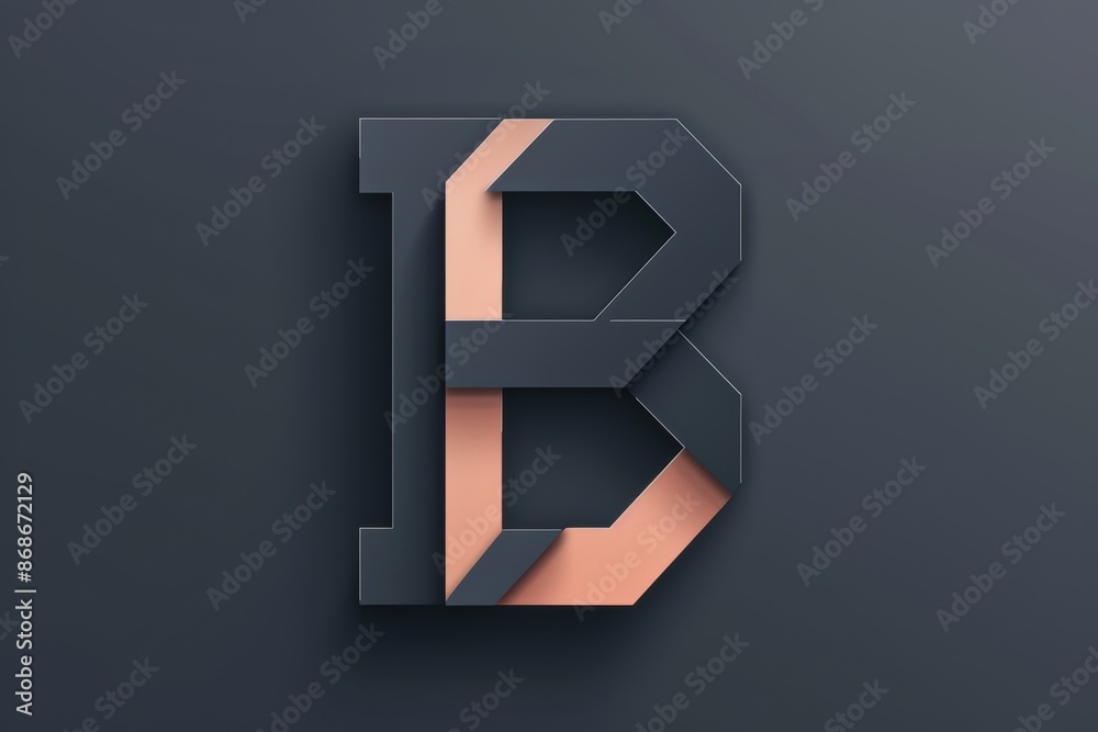 Fototapete a minimalist and sleek illustration of the alphabet letter b with clean lines and a monochromatic co