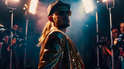 Fototapeta premium Superstar posing for photographers.&nbsp;