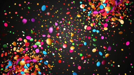 Abstract circular pattern of colorful dessert sprinkles on a transparent black background.

