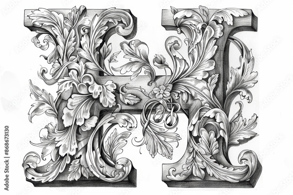 Fototapete a hand-drawn illustration of the letter h with detailed line work and a unique artistic style ideal 