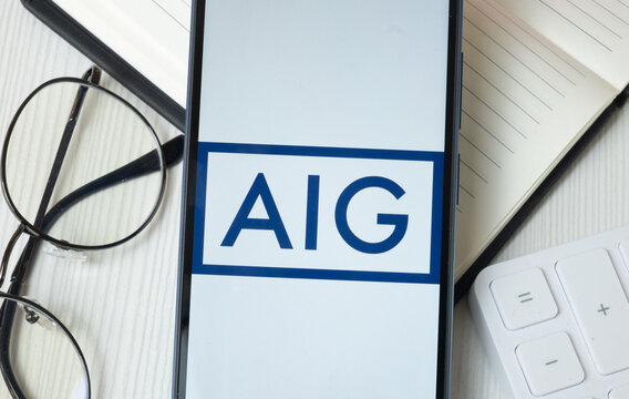 New York, USA - 21 June 2024: American International Group Logo on Phone Screen, AIG Company Icon
