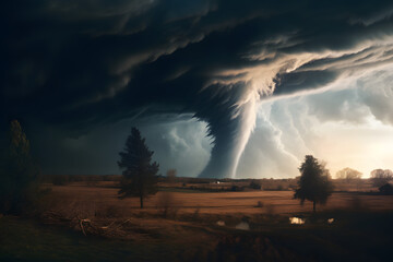 illustrated tornado wallpaper background, natural disaster